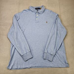 Polo Ralph Lauren Long Sleeve Polo Shirt Men's XL Light Blue Classic Fit Stretch